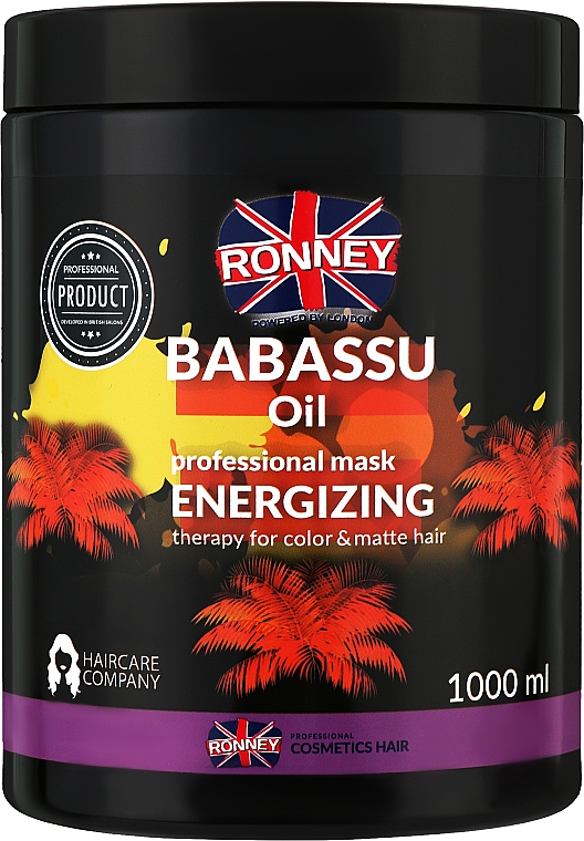 Energetyzująca maska z olejem babassu do włosów farbowanych - Ronney Professional Babassu Oil Energizing Mask — Zdjęcie N3