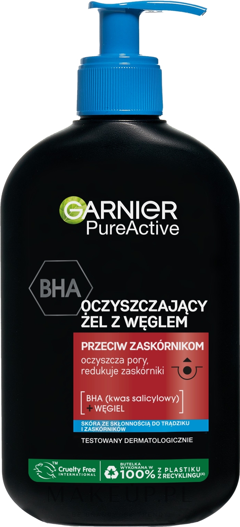 Żel oczyszczający przeciw zaskórnikom - Garnier Pure Active BHA Charcoal Cleansing Gel — Zdjęcie 250 ml