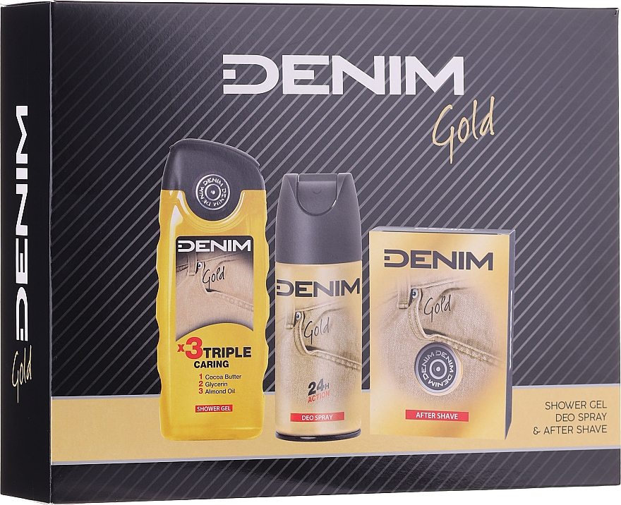 Denim Gold - Zestaw (ash/lot 100 ml + deo 150 ml + sh/gel 250 ml) — Zdjęcie N1