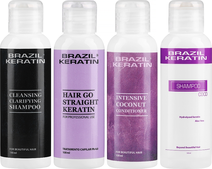 WYPRZEDAŻ Zestaw - Brazil Keratin Hair Go Straight (h/shm/2x100 ml + h/cond/100 ml + h/cr/100 ml) * — Zdjęcie N1