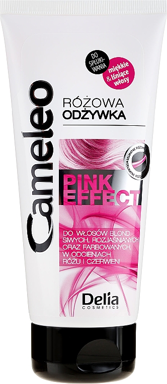 Odżywka do włosów blond, siwych, rozjaśnianych oraz farbowanych, w odcieniach różu i czerwieni - Delia Cosmetics Cameleo Pink Effect