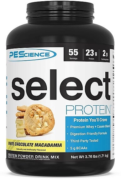 Odżywka białkowa Biała czekolada z makadamią - PEScience Select White Chocolate Macadamia — Zdjęcie N2