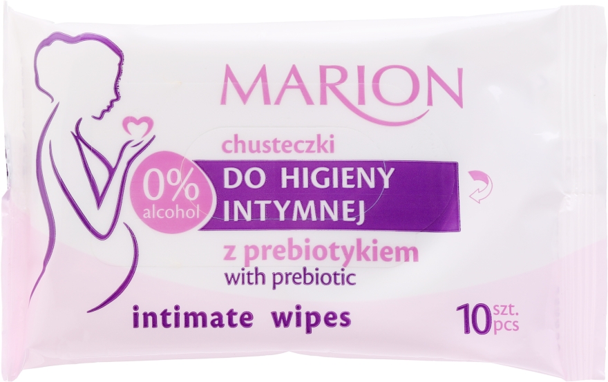 Chusteczki do higieny intymnej z prebiotykiem, 10 szt. - Marion — Zdjęcie N1