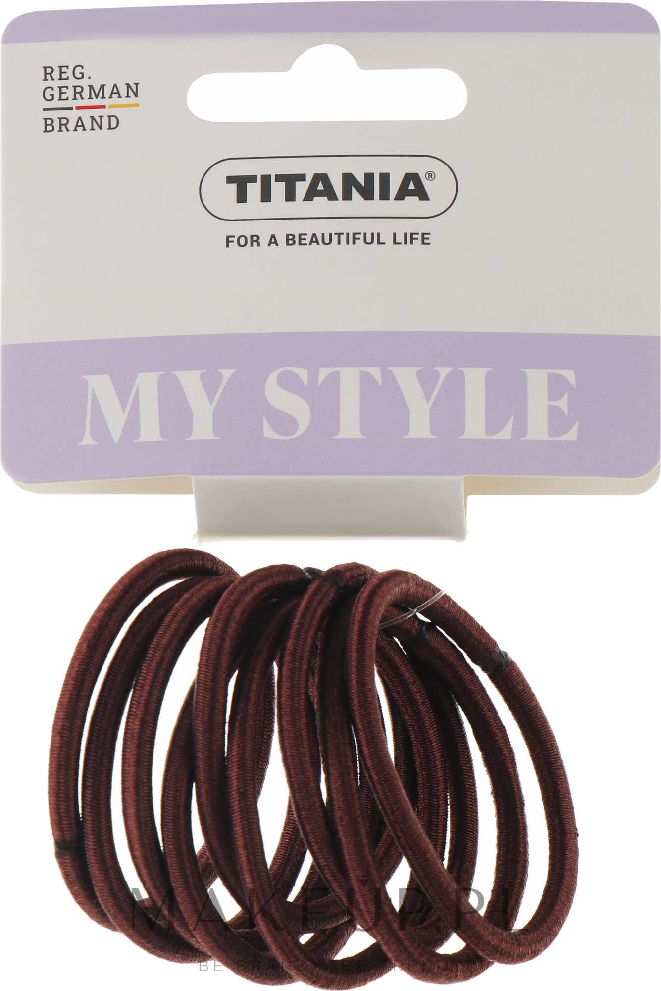 Gumki do włosów, 4 mm, 9 szt., brązowe - Titania — Zdjęcie 9 szt.