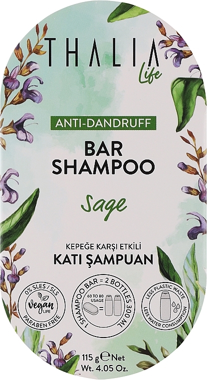 Przeciwłupieżowy szampon w kostce z szałwią - Thalia Life Bar Shampoo