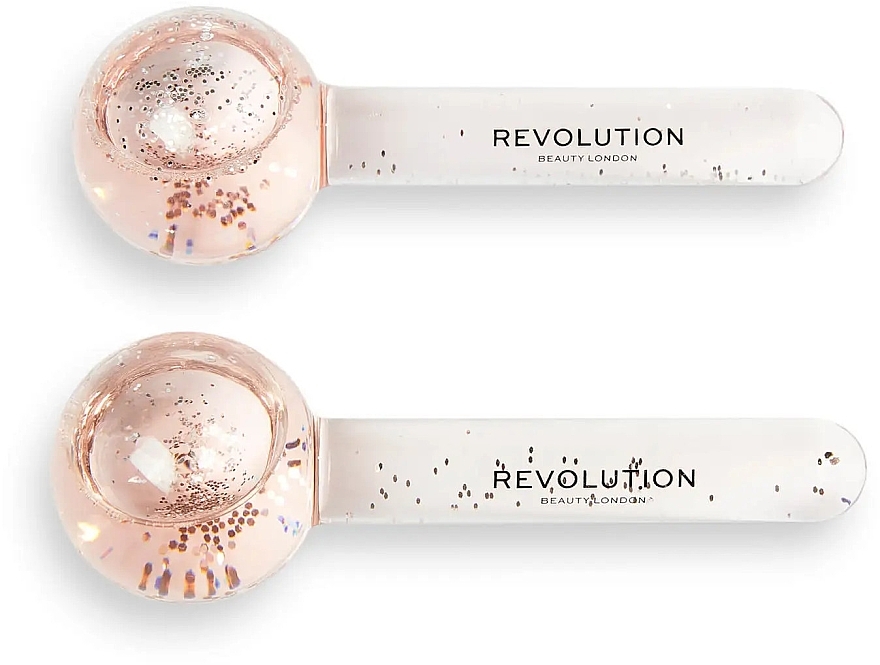 Masażer do twarzy - Revolution Beauty Pink Glitter Ice Globes — Zdjęcie N1