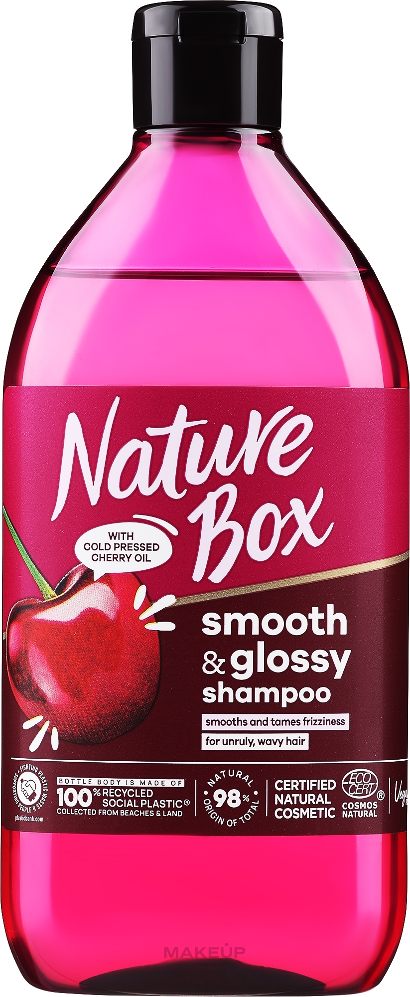 Wygładzający szampon do włosów niesfornych i falowanych - Nature Box Cherry Oil Smoothness Shampoo — Zdjęcie 385 ml
