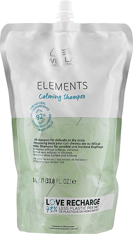 Łagodzący szampon do suchej i wrażliwej skóry głowy - Wella Professionals Elements Calming Shampoo (wkład uzupełniający) — Zdjęcie N1