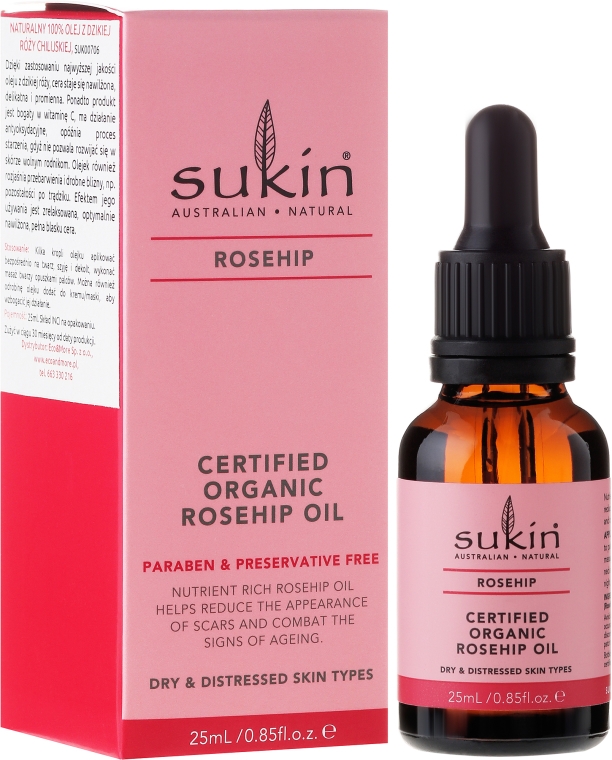 Certyfikowany organiczny olej z dzikiej róży - Sukin Organic Rose Hip Oil  — Zdjęcie N1