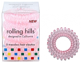 Kup Gumki do włosów, różowe, 5 szt. - Rolling Hills 5 Traceless Hair Rings Transparent Pink