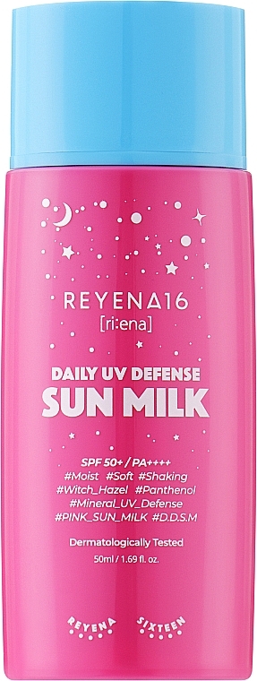 Mleczko do twarzy z filtrem przeciwsłonecznym SPF 50+ - Reyena16 Daily UV Defense Sun Milk SPF 50+ / PA++++ 
