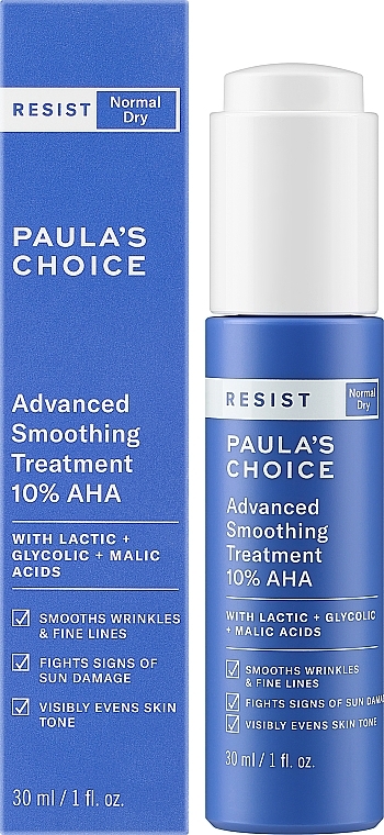 Koktajl wygładzający z kwasami AHA i BHA do twarzy - Paula's Choice Resist Advanced Smoothing Treatment 10% AHA — Zdjęcie N2