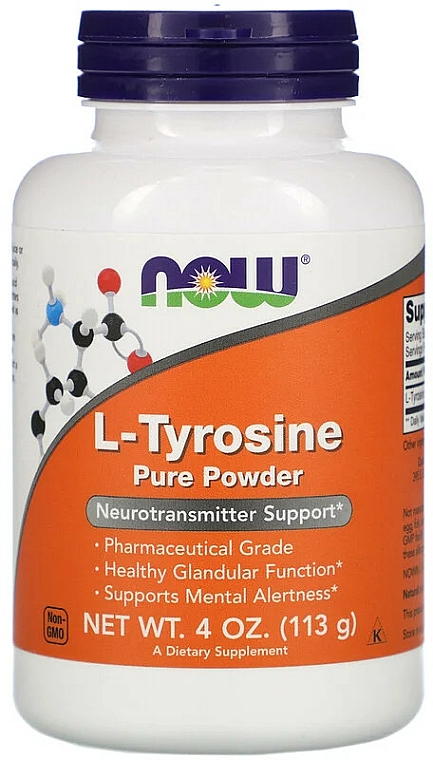 Suplement diety L-tyrozyna w proszku - Now Foods L-Tyrosine Powder — Zdjęcie N1