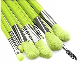 Zestaw neonowo-zielonych pędzli do makijażu, 10 szt. - Beauty Design  — Zdjęcie N4