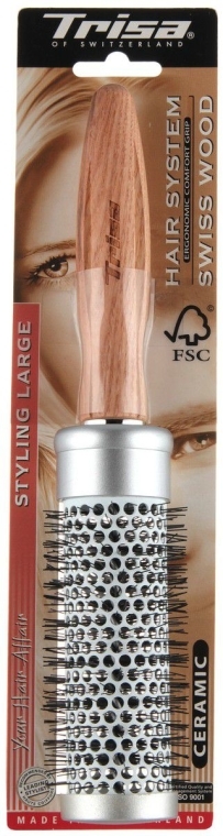 Szczotka do stylizacji włosów z drewnianią rączką, 50mm - Trisa Hair System Swiss Wood — Zdjęcie N1