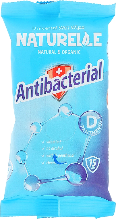 Antybakteryjne chusteczki nawilżane, 15 szt. - Naturelle Antibacterial D-Panthenol — Zdjęcie N1