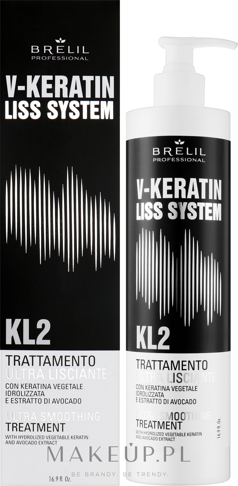 Ultra-wygładzająca kuracja do włosów - Brelil V-Keratin Liss System KL2 Ultra Smoothing Treatment — Zdjęcie 500 ml