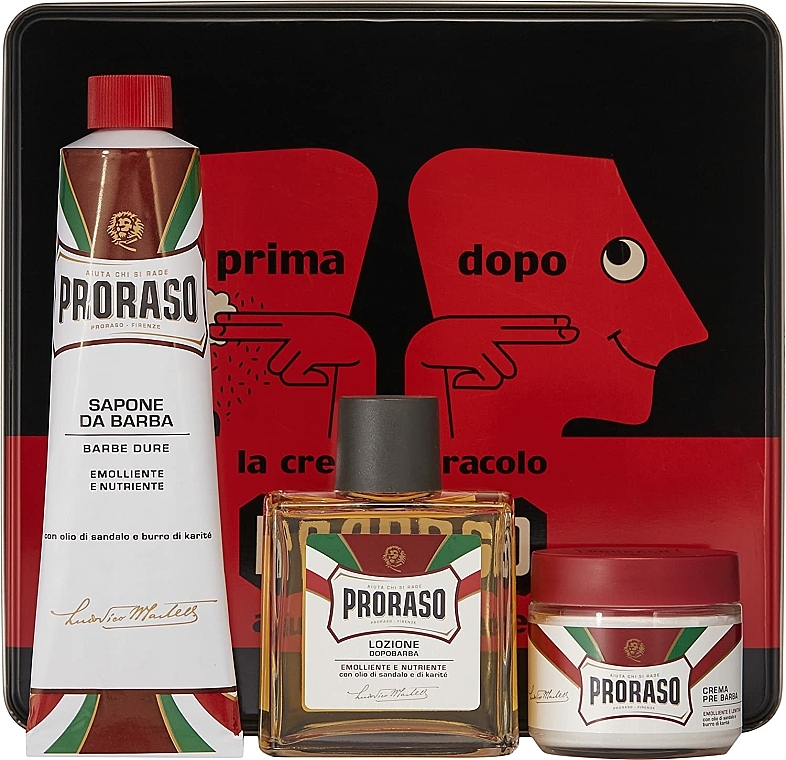Zestaw do golenia dla mężczyzn - Proraso Classic Shaving Metal Red Primadopo (bsh/cr 100 ml + shv/cr 150 ml + ash/cr 100 ml)