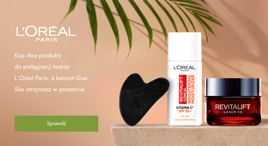 Kup dwa produkty do pielęgnacji twarzy L'Oréal Paris, a kamień Gua Sha otrzymasz w prezencie.