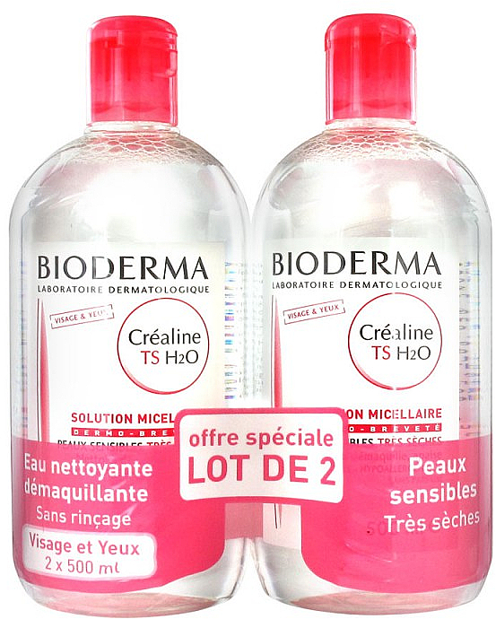 Zestaw - Bioderma Crealine TS H2O Solution Micellair (micellaire/2x500ml) — Zdjęcie N1