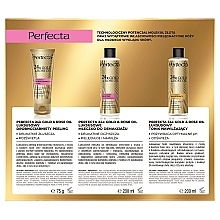 Zestaw - Perfecta 24k Gold & Rose Oil (ton/20ml + milk/200ml+peel/75g) — Zdjęcie N2