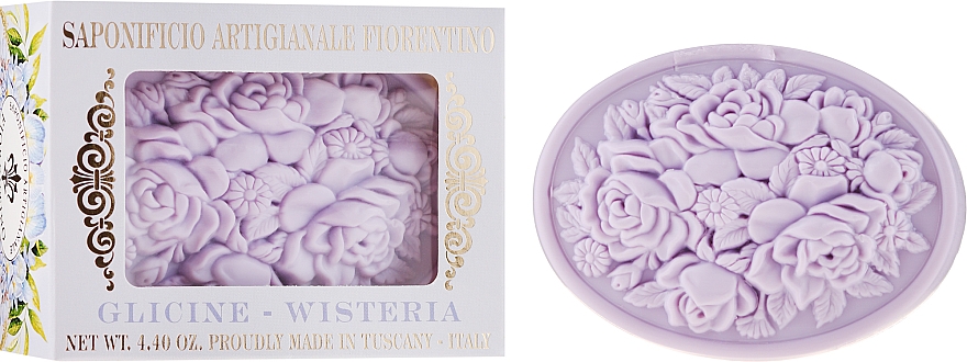 Roślinne mydło w kostce Wisteria - Saponificio Artigianale Fiorentino Botticelli Wisteria Soap