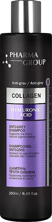 Szampon przeciwko siwieniu włosów z kolagenem i kwasem hialuronowym - Pharma Group Laboratories Collagen & Hyaluronic Acid Anti-Grey Shampoo