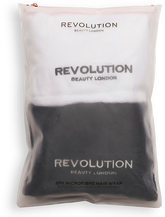 Ręcznik-turban do włosów z mikrofibry, 2 szt., czarny + biały - Makeup Revolution Haircare Microfibre Hair Wrap Black & White — Zdjęcie N2