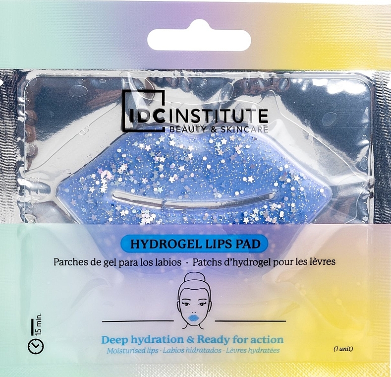 Hydrożelowa maseczka na usta z brokatem - IDC Institute Glitter Hydrogel Lips Pad Blue  — Zdjęcie N1