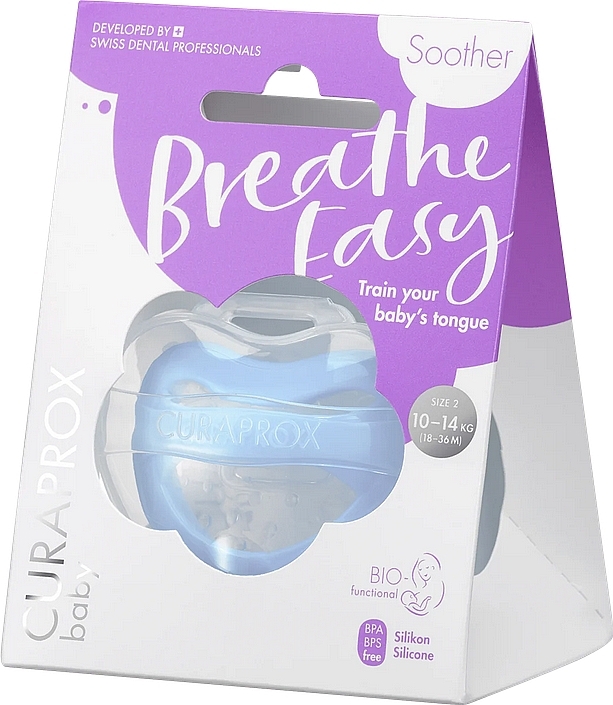 Smoczek dla dzieci od 2,5 roku życia z pojemnikiem do przechowywania, niebieski - Curaprox Baby Soother Breathe Easy  — Zdjęcie N5