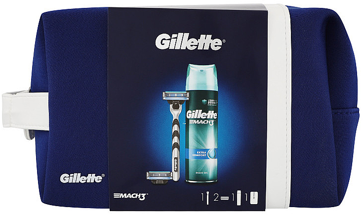 Zestaw - Gillette Mach 3 Extra Comfort (sh/gel/200ml + razor + blade/2pcs + bag)