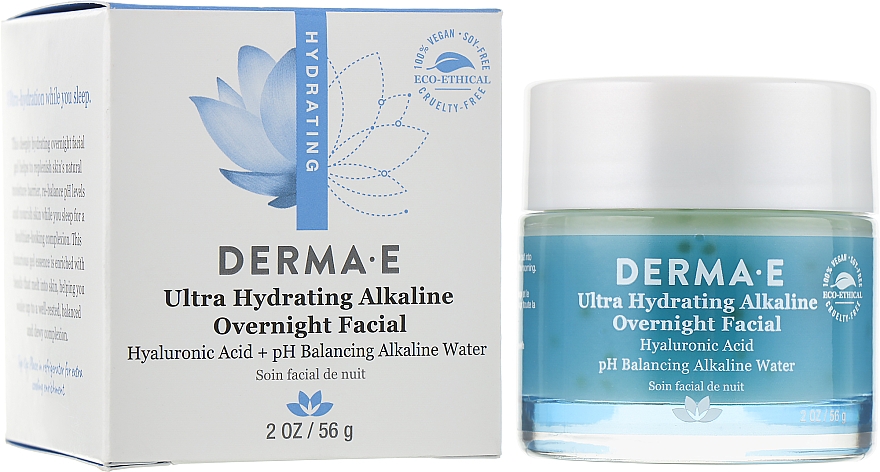 Ultranawilżający alkaliczny maska na twarz na noc z kwasem hialuronowym - Derma E Ultra Hydrating Alkaline Overnight Facial — Zdjęcie N2