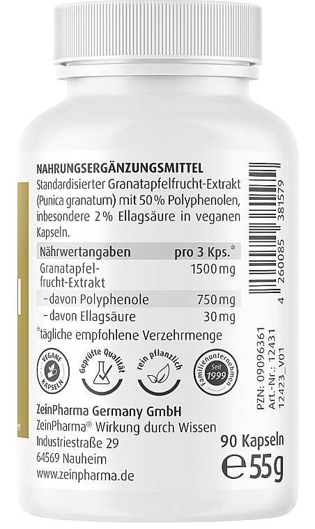 Kapsułki z ekstraktem z granatu, 500 mg - ZeinPharma — Zdjęcie N3