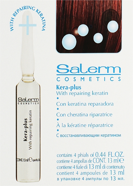 Serum do termostylizacji włosów w ampułkach - Salerm Kera-Plus With Repairing Keratin — Zdjęcie N2