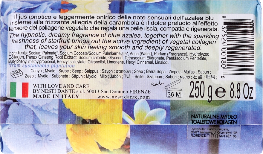 Naturalne mydło w kostce Niebieska azalia, ambrozja i karambola - Nesti Dante Philosophia Collagen — Zdjęcie N2