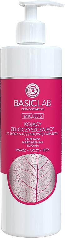 Kojący żel oczyszczający do skóry naczynkowej i wrażliwej - BasicLab Dermocosmetics Micellis — Zdjęcie N2