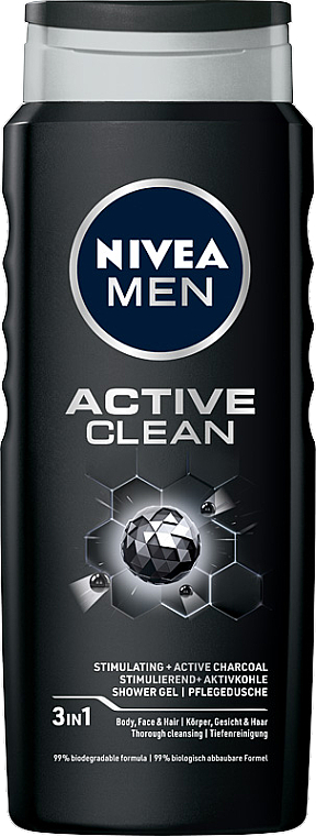 Aktywny żel pod prysznic dla mężczyzn - NIVEA MEN Active Clean Shower Gel — Zdjęcie N2
