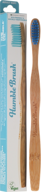 Miękka bambusowa szczoteczka do zębów, niebieska - The Humble Co. Adult Soft Blue Toothbrush