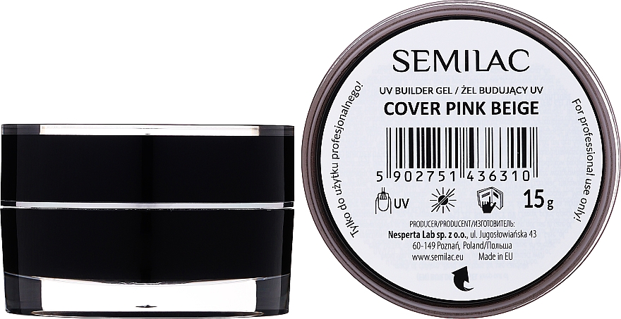 Żel budujący do przedłużania paznokci - Semilac UV Builder Gel Cover — Zdjęcie N1