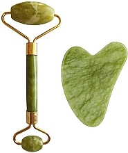 Kup Zestaw do masażu twarzy, zielony jadeit - Palsar7 Massage Roller and Plate Guasha Green Jadeite (roll/1pc + guasha/1pc)