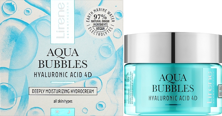 Hydro nawilżający krem do twarzy - Lirene Aqua Bubbles Hyaluronic Acid 4D Moisturizing Hydrocream — Zdjęcie N2
