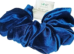 Sztruksowa gumka do włosów, niebieska - Yeye Velvet XXL — Zdjęcie N2