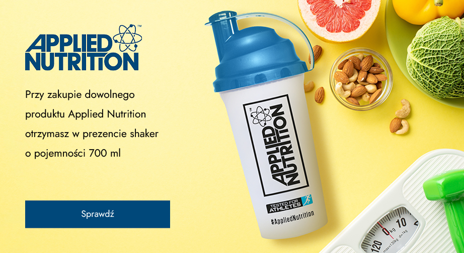 Przy zakupie dowolnego produktu Applied Nutrition otrzymasz w prezencie shaker o pojemności 700 ml.
