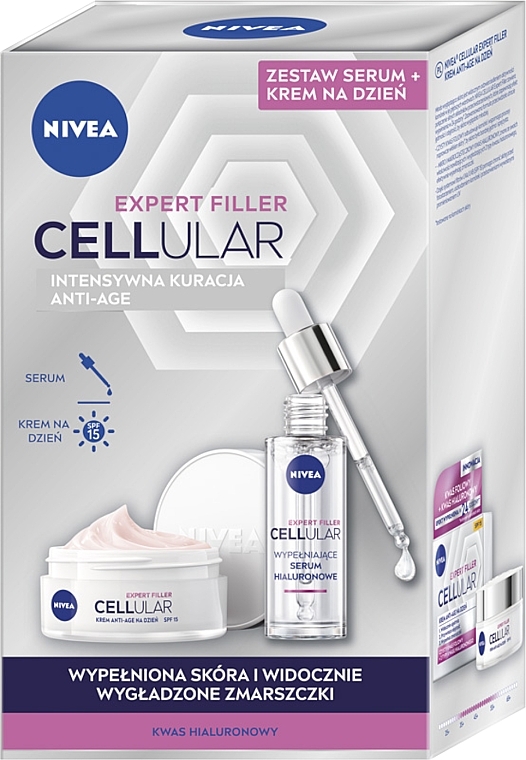 Krem na dzień i serum - NIVEA Duopack CELLULAR EXPERT FILLER( f/cr/50 ml + f/ser/30 ml) — Zdjęcie N1