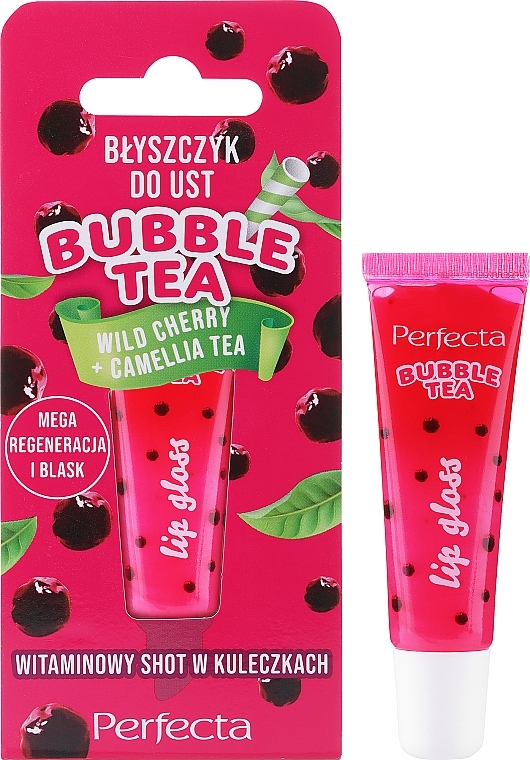 Błyszczyk do ust - Perfecta Bubble Tea Wild Cherry + Camellia Tea Lip Gloss — Zdjęcie N1