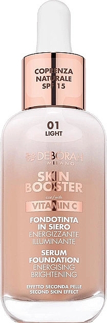 Rozświetlający podkład do twarzy z serum na bazie witaminy C - Deborah Skin Booster Serum Foundation Vitamin C SPF15 — Zdjęcie N1