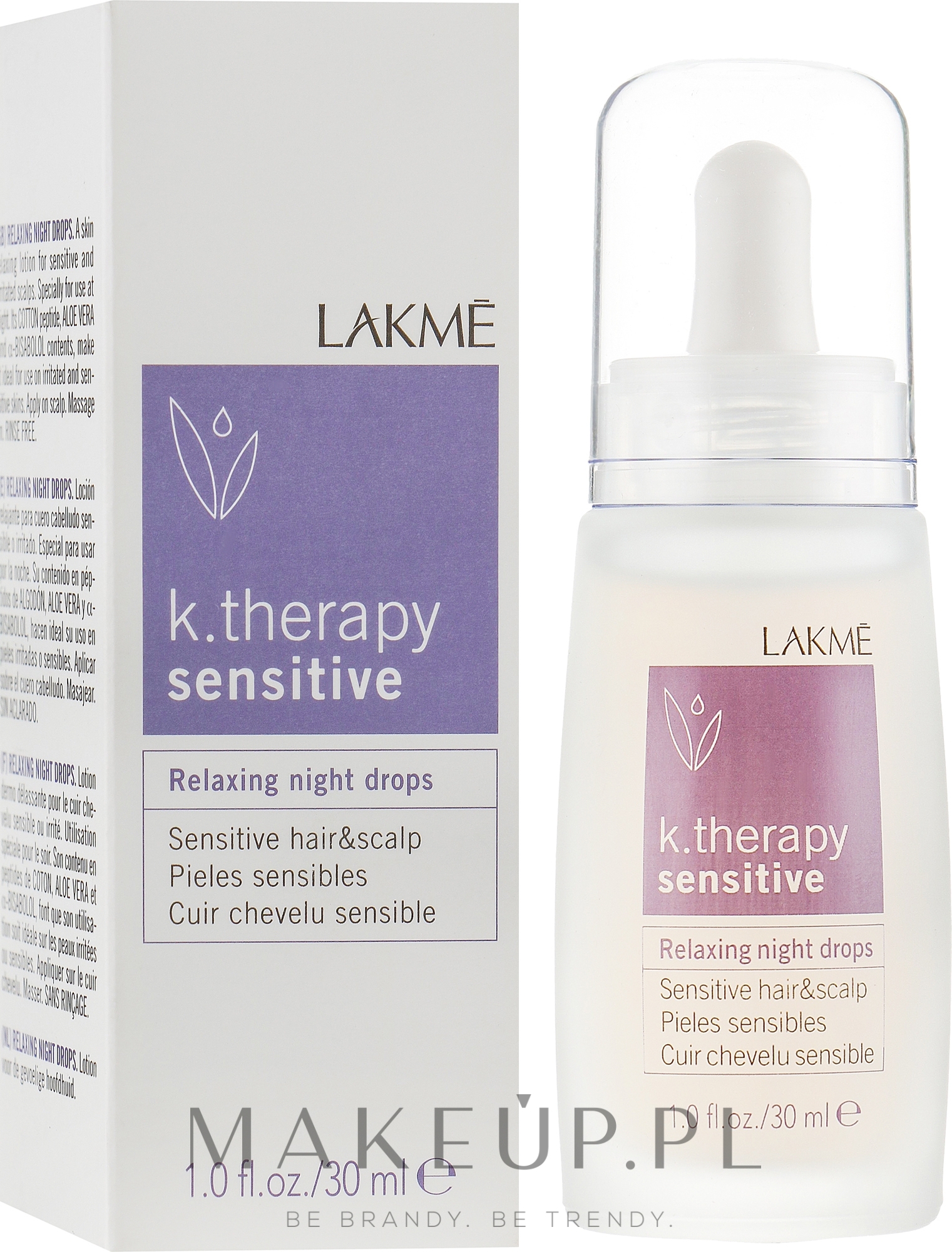 Łagodzący lotion do wrażliwej i podrażnionej skóry głowy - Lakme K.Therapy Sensitive Relaxing Night Drops — Zdjęcie 30 ml