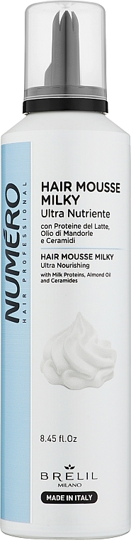 Pianka do włosów, odżywcza - Brelil Numero Hair Mousse Milky — Zdjęcie N1