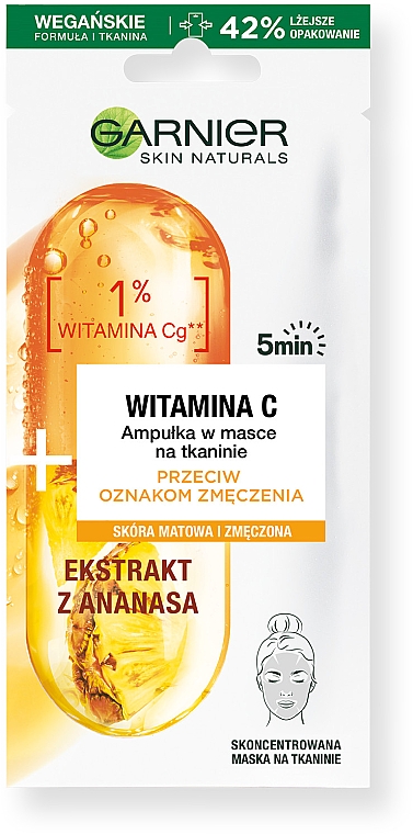 Ampułka w masce na tkaninie przeciw oznakom zmęczenia z witaminą C i ekstraktem z ananasa - Garnier Skin Naturals  — Zdjęcie N1