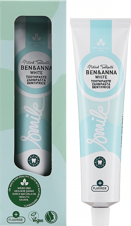 Naturalna pasta do zębów - Ben & Anna Smile Natural Toothpaste White (tubka) — Zdjęcie N3